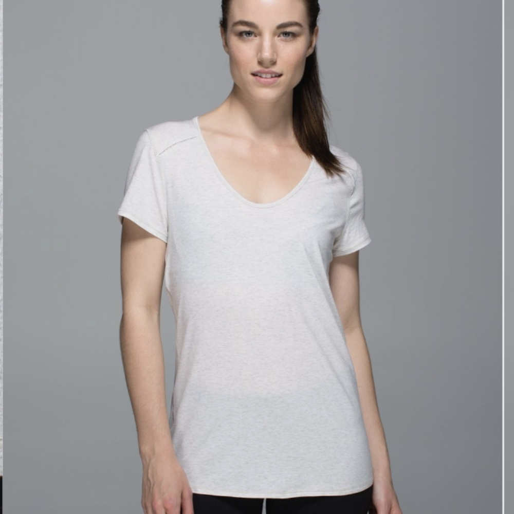 Lululemon Superb Short Sleeve Tee Wee Stripe Heathered Light Grey White